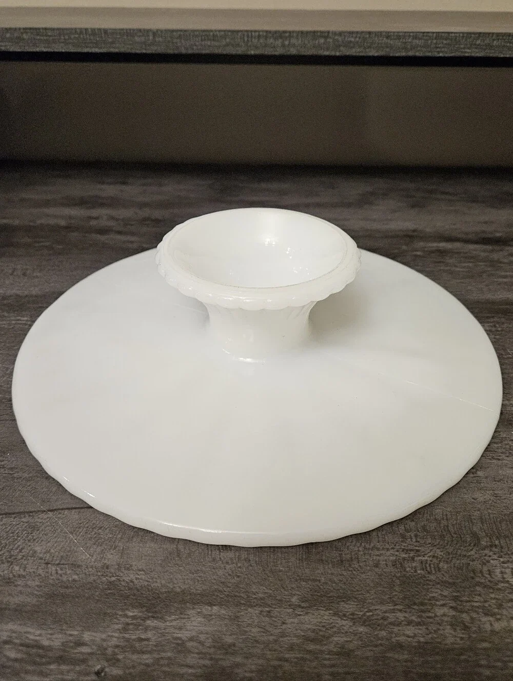 Vintage Anchor Hocking Starburst White Milk Glass Pedestal Cake Stand